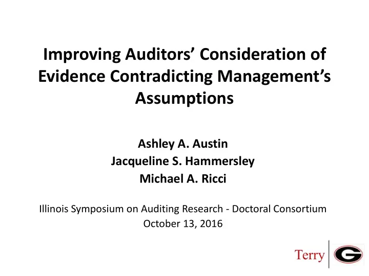 improving auditors consideration of evidence