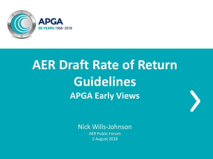 aer draft rate of return guidelines