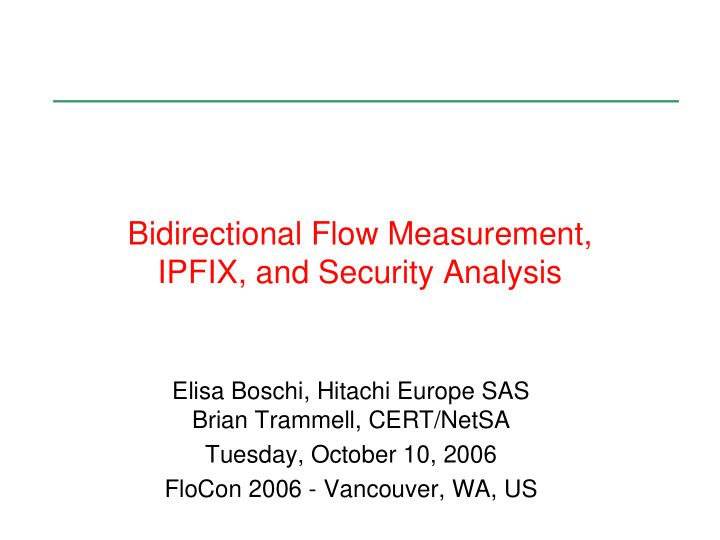 bidirectional flow measurement ipfix and security analysis