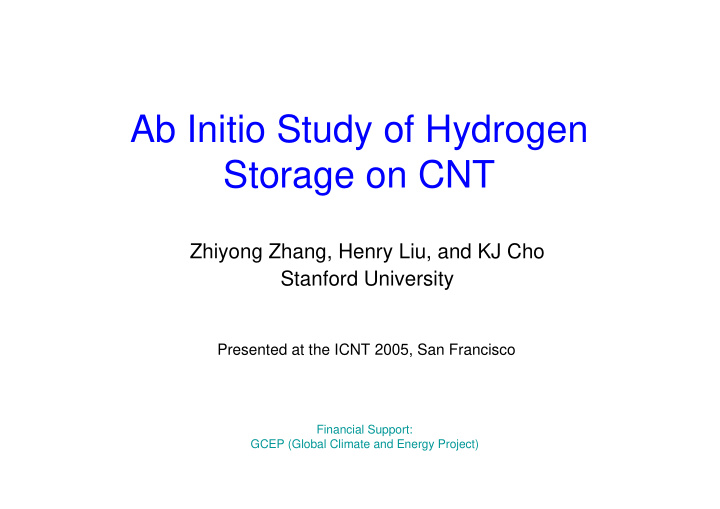 ab initio study of hydrogen storage on cnt