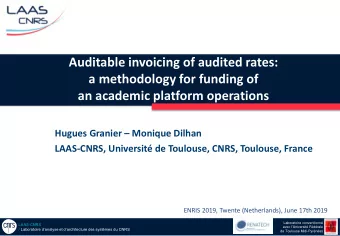 Auditable invoicing of audited rates:  a methodology for funding of  an academic platform