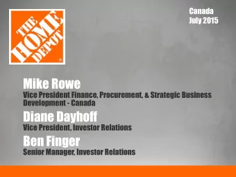 Diane Dayhoff  Vice President, Investor Relations  Ben Finger  Senior Manager, Investor Relations