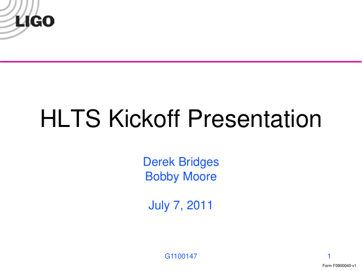 hlts kickoff presentation