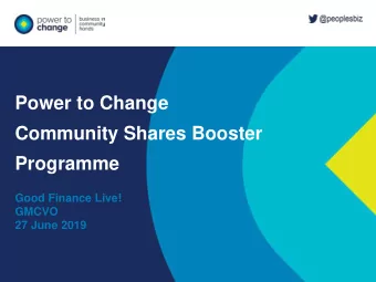 Community Shares Booster  Programme  Good Finance Live!  GMCVO  27 June 2019  What were going to