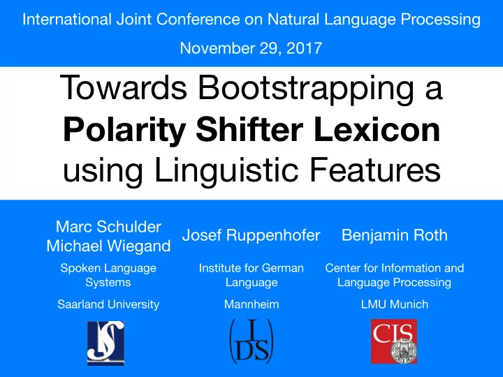 towards bootstrapping a polarity shifter lexicon using