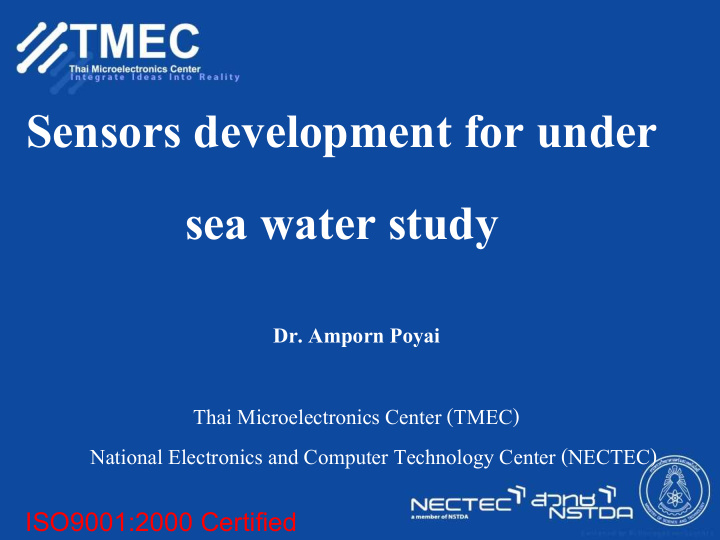 sensors development for under sea water study