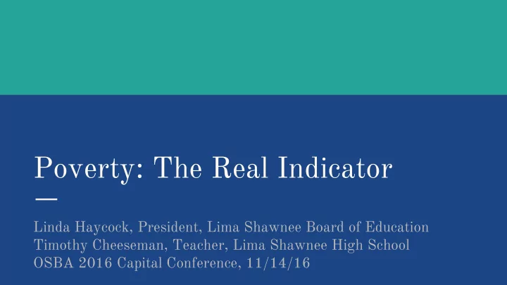 poverty the real indicator