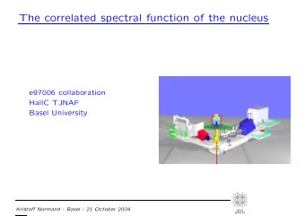 The correlated spectral function of the nucleus  e97006 collaboration  HallC TJNAF  Basel