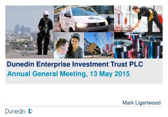 Dunedin Enterprise Investment Trust PLC  Annual General Meeting, 13 May 2015  Mark Ligertwood