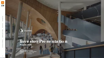 Inve stor  Pr  e se ntation  August 2020  Joint Venture with Snhetta  Temple University