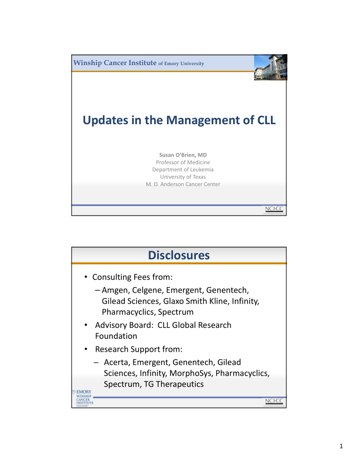 updates in the management of cll