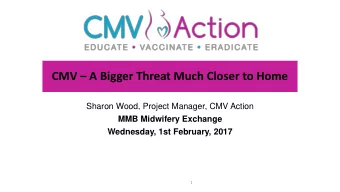 CMV  A Bigger Threat Much Closer to Home  Sharon Wood, Project Manager, CMV Action  MMB