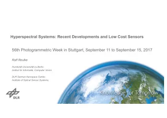 Hyperspectral Systems: Recent Developments and Low Cost Sensors  56th Photogrammetric Week in