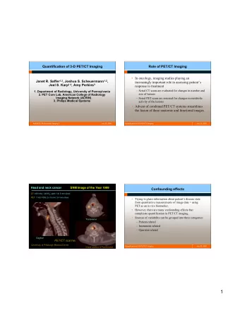 2  Dependence of Standardized Uptake Value (SUV)  Instrument-related factors affecting