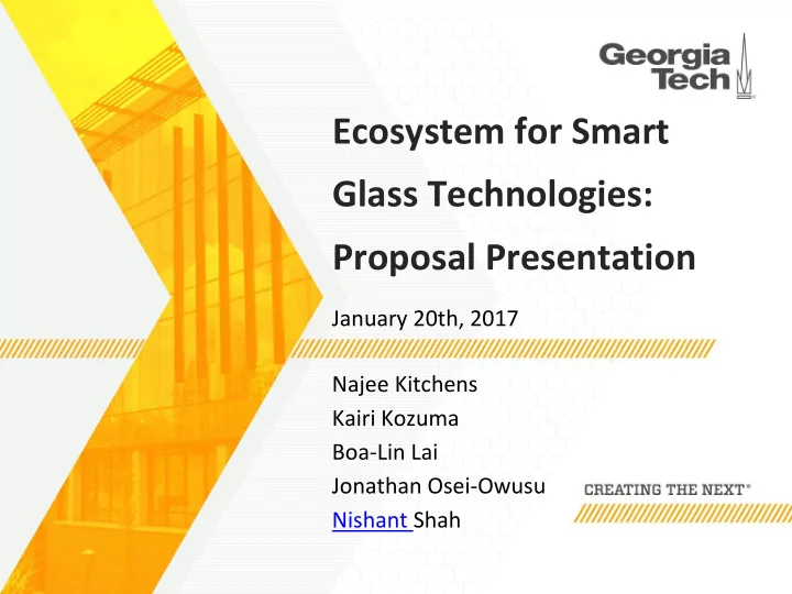 ecosystem for smart glass technologies proposal