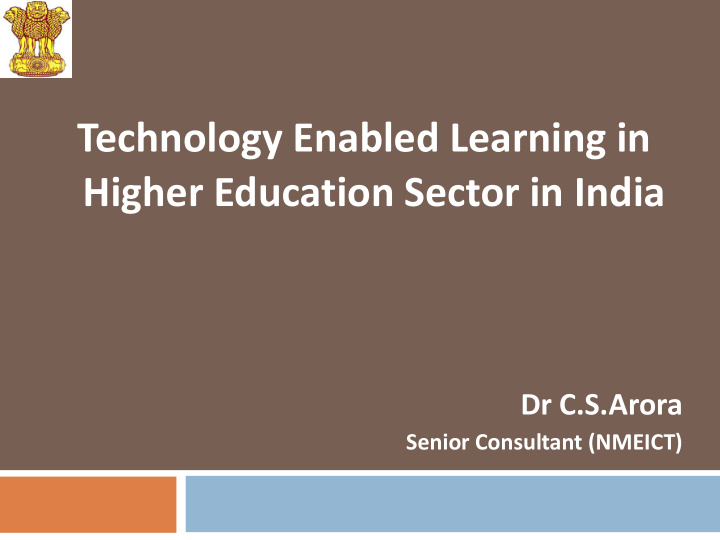 technology enabled learning in higher education sector in