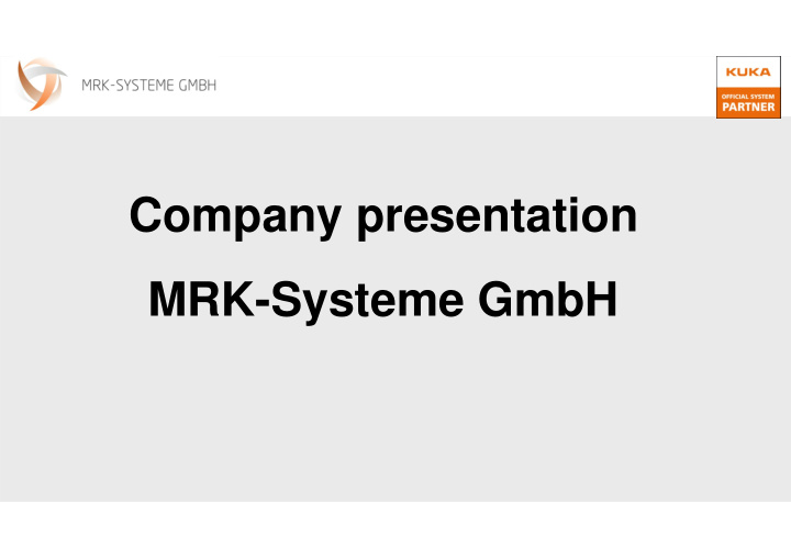 company presentation mrk systeme gmbh