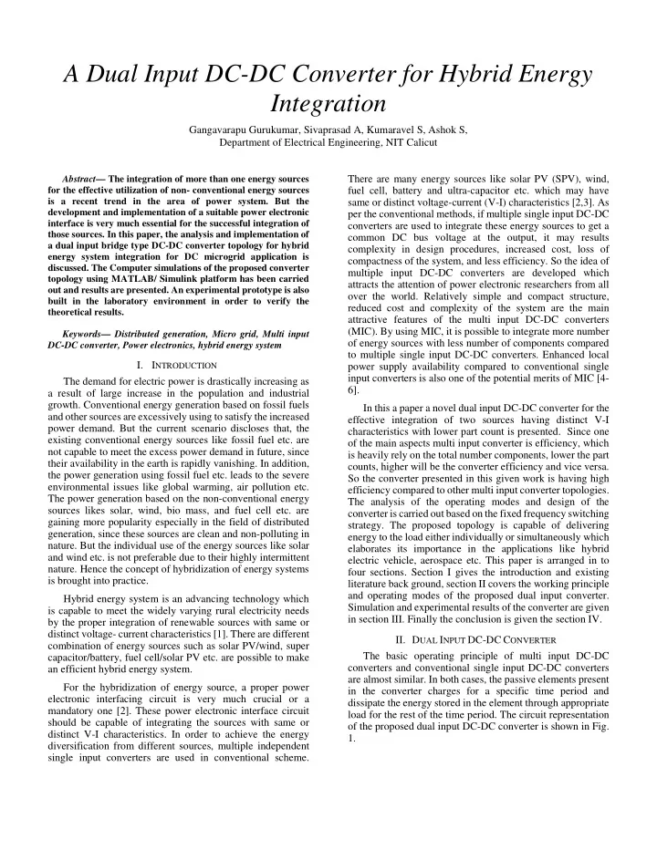 a dual input dc dc converter for hybrid energy integration