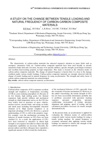 A STUDY ON THE CHANGE BETWEEN TENSILE LOADING AND  NATURAL FREQUENCY OF CARBON-CARBON COMPOSITE