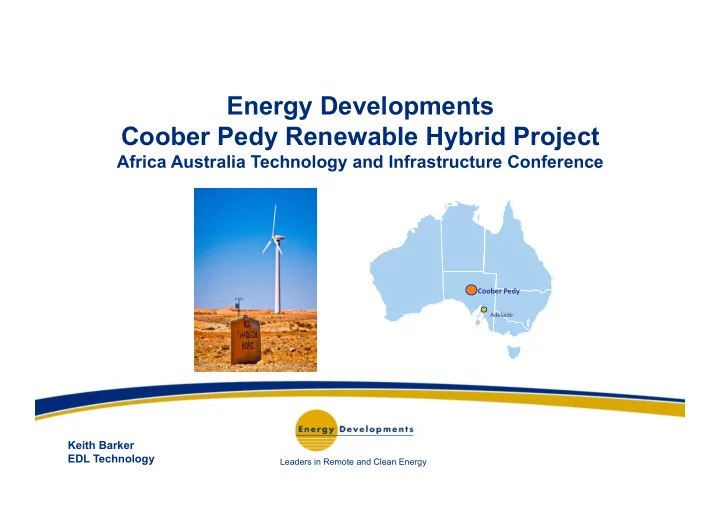 energy developments coober pedy renewable hybrid project