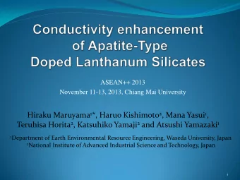 Hiraku Maruyama 1 *, Haruo Kishimoto 2 , Mana Yasui 1 , Teruhisa Horita 2 , Katsuhiko Yamaji 2 and