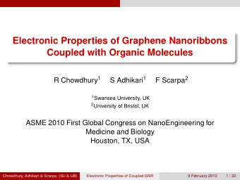 Electronic Properties of Graphene Nanoribbons  Coupled with Organic Molecules R Chowdhury 1 S
