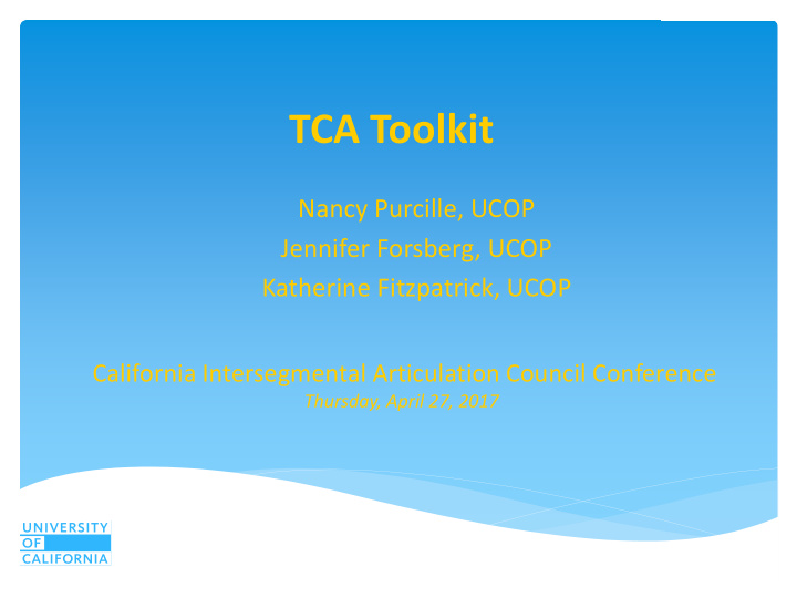 tca toolkit