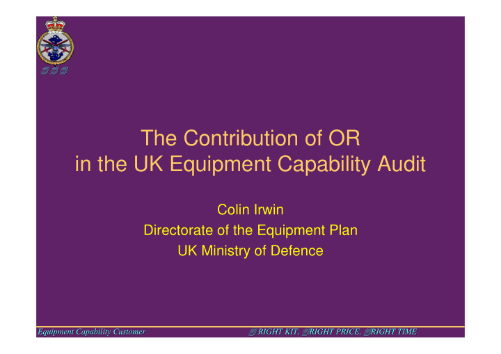 the contribution of or in the uk equipment capability