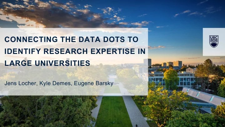 connecting the data dots to identify research expertise