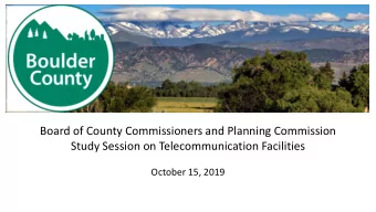 Board of County Commissioners and Planning Commission  Study Session on Telecommunication