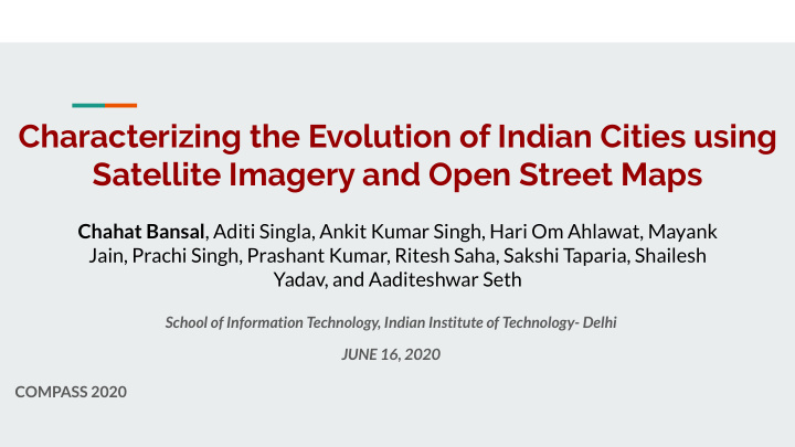 characterizing the evolution of indian cities using