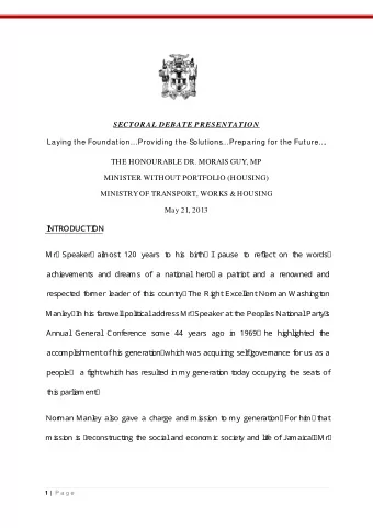 SECTORAL DEBATE PRESENTATION  Laying the Foundation  Providing the Solutions  Preparing for