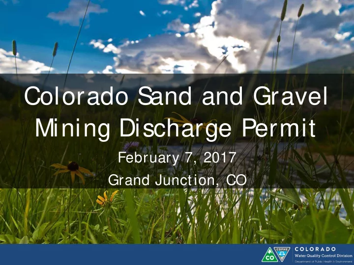 colorado s and and gravel mining discharge permit