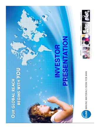 PRESENTATION  INVESTOR  DISCLAIMER  The communication may contain statements relating to future