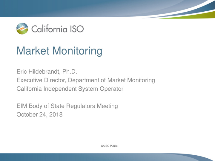 market monitoring
