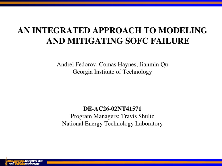 an integrated approach to modeling and mitigating sofc
