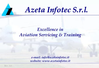 Azeta Infotec S.r.l.  Azeta Infotec S.r.l.  Excellence in  Aviation Servicing &amp; Training