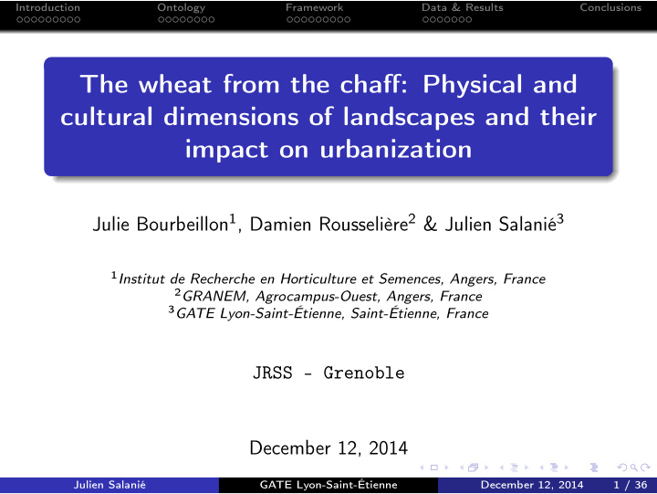 the wheat from the chaff physical and cultural dimensions