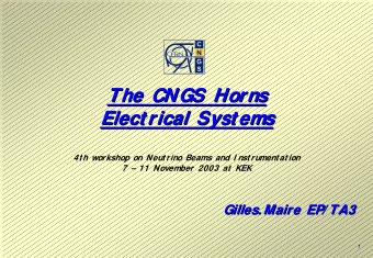 The CNGS Horns  The CNGS Horns  Elect rical Syst ems  Elect rical Syst ems  4t h workshop on Neut