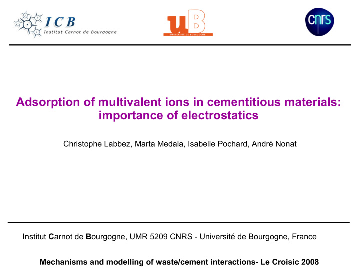adsorption of multivalent ions in cementitious materials