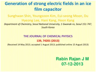 Generation of strong electric fields in an ice film capacitor  Sunghwan Shin, Youngsoon Kim,