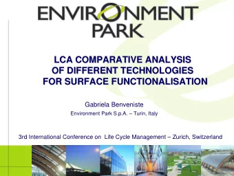 LCA COMPARATIVE ANALYSIS  LCA COMPARATIVE ANALYSIS  OF DIFFERENT TECHNOLOGIES  OF DIFFERENT