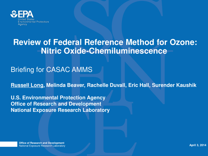 review of federal reference method for ozone