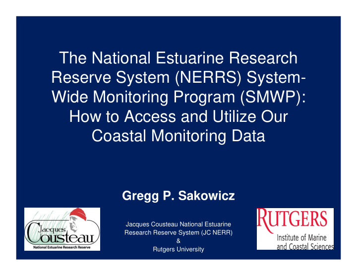 the national estuarine research reserve system nerrs