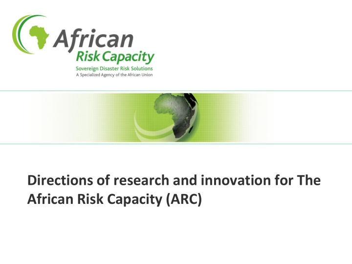 directions of research and innovation for the african