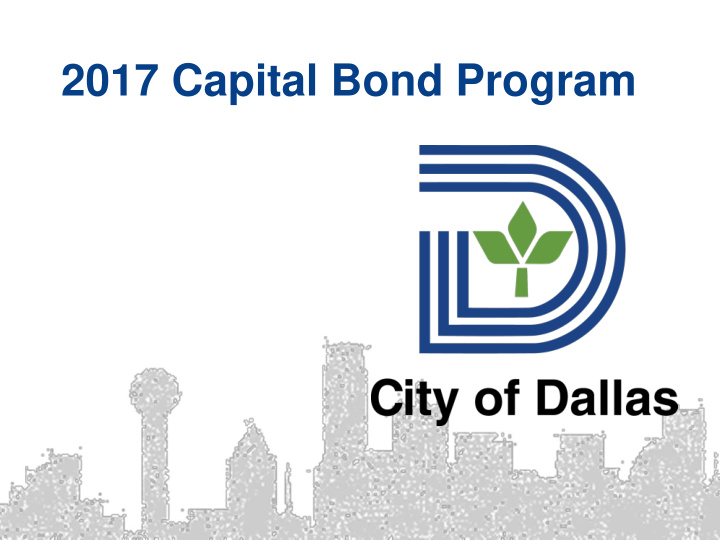 2017 capital bond program 2017 capital bond program