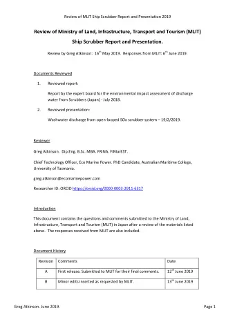 Review of Ministry of Land, Infrastructure, Transport and Tourism (MLIT)  Ship Scrubber Report and