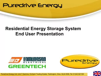 Puredrive Energy Puredrive Energy  Residential Energy Storage System  End User Presentation