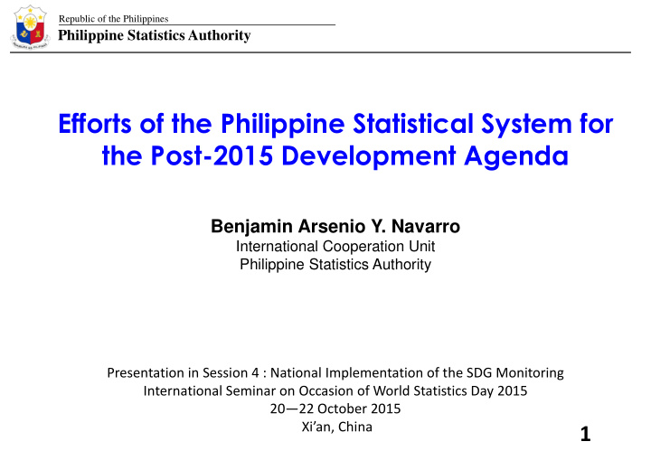 efforts of the philippine statistical system for