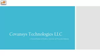Covansys Technologies LLC  A Trusted Partner in Wireless Network &amp; IT Security Solutions  The
